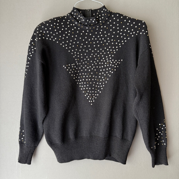 Antonella Preve sz M black Vintage embellished‎ sweater - Picture 1 of 9